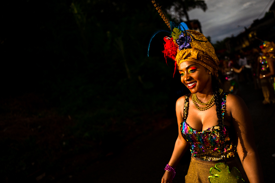 An Afro-Colombian dancer of the La Yesquita neighborhood takes part in the San Pacho festival in Quibdó, Chocó, Colombia.