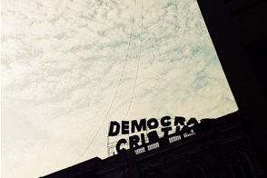 Democracy falling (Lima, Peru)