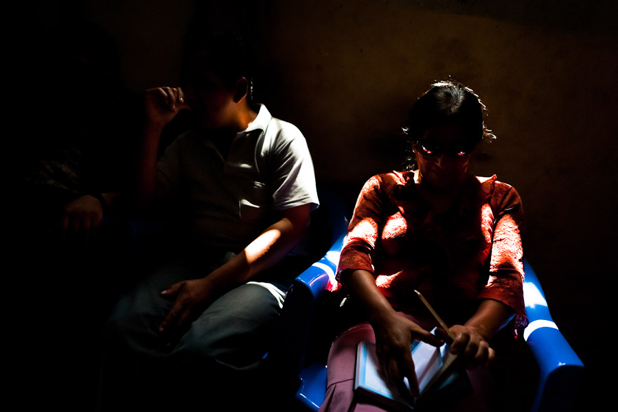 Blind people in Unión Nacional de Ciegos del Perú, a social club for the visually impaired in Lima, Peru.