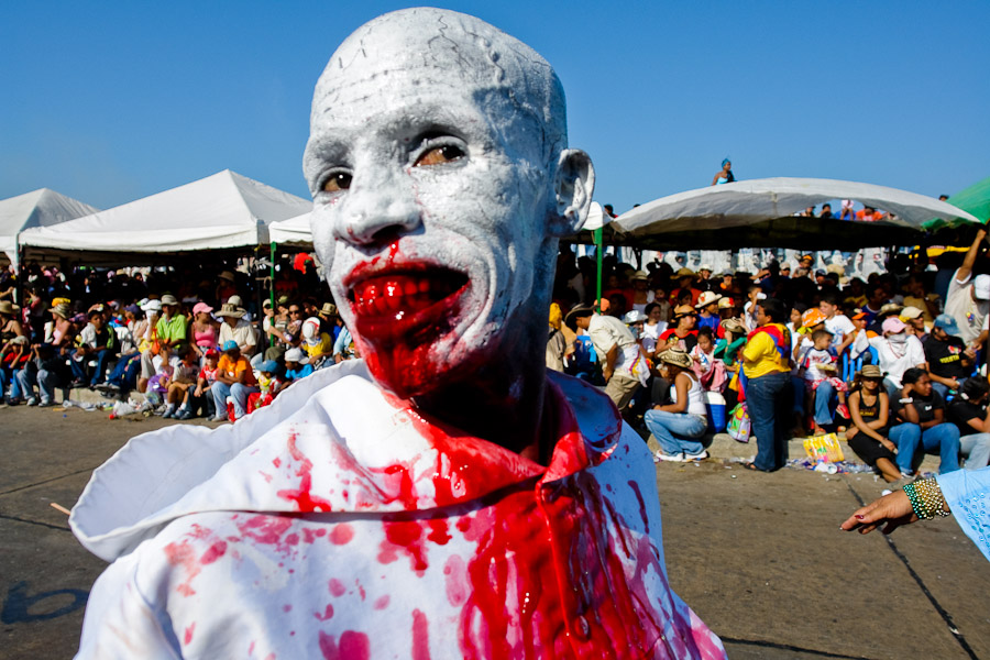 Masks and costumes are the integral part of the Barranquilla Carnival. They may be funny, crazy, politically related (Bush, Chavez, Bin Laden…) or just bizzare.