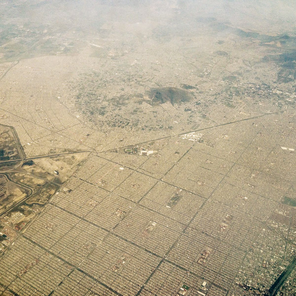 An aerial view of suburbs in the south of Mexico City, Mexico.