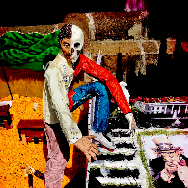 A figurative allegorical altar, with a strong anti-US political connotation, is seen on the street during the celebrations of the Day of the Dead (Día de Muertos) holiday in Morelia, Michoacán, Mexico.