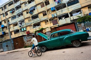 American classic cars in Havana suburb (Eastern Havana, Cuba)