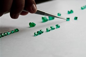 Emerald cutting and polishing workshop (Bogota, Colombia)