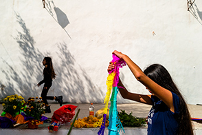 A Mexican girl with flowers