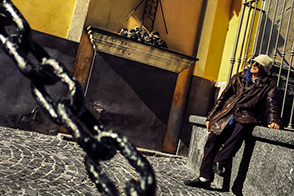 A man in front of the church (Procida, Italy)