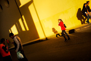 A red coat woman