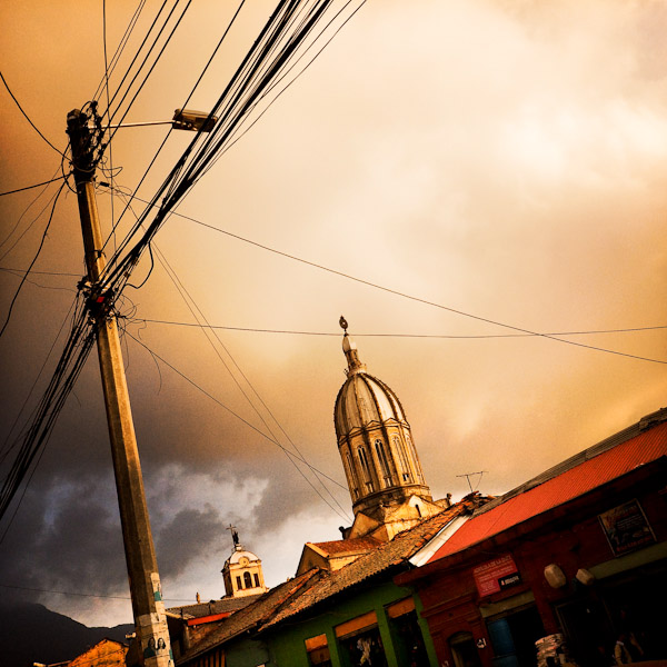 The dome of the Basilica of the Sacred Heart of Jesus (Basílica del Sagrado Corazón de Jesús) is seen during the twilight in Bogotá, Colombia.