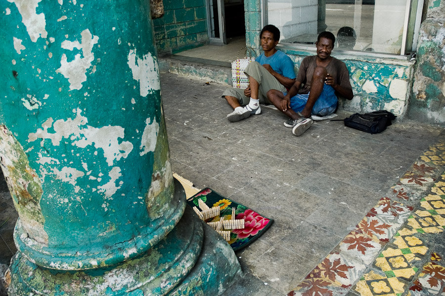 Men sell clothes pegs at the black market in the centre of Havana. Cubans turned increasingly to the black market to obtain hard-to-find goods, food or medicines.