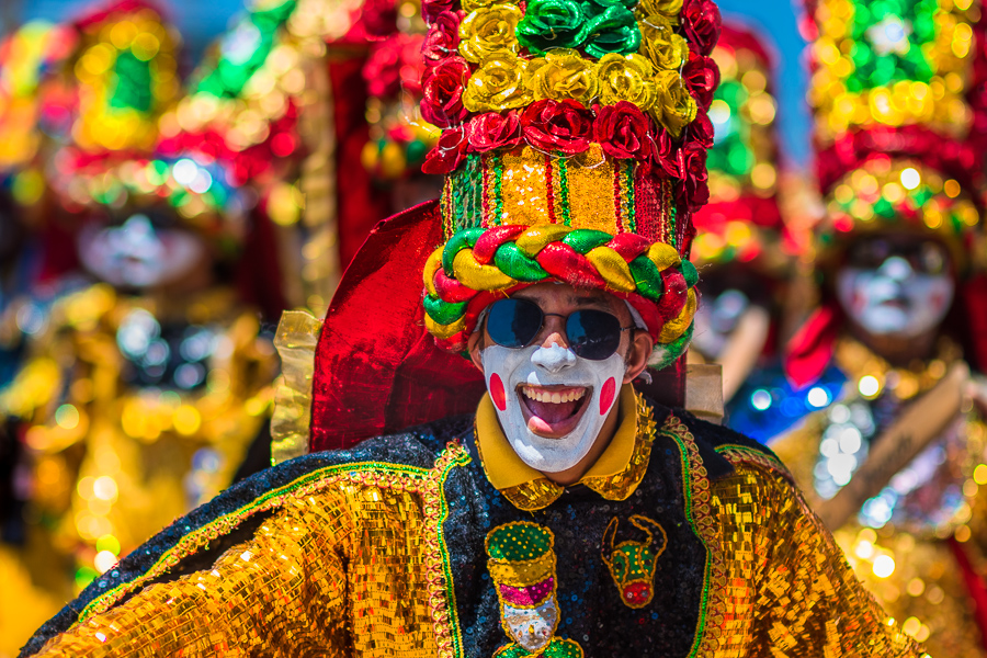 Afro-Colombian Congo dancers perform a warlike dance during the Batalla de Flores, the major parade of the Carnival in Barranquilla, Colombia.
