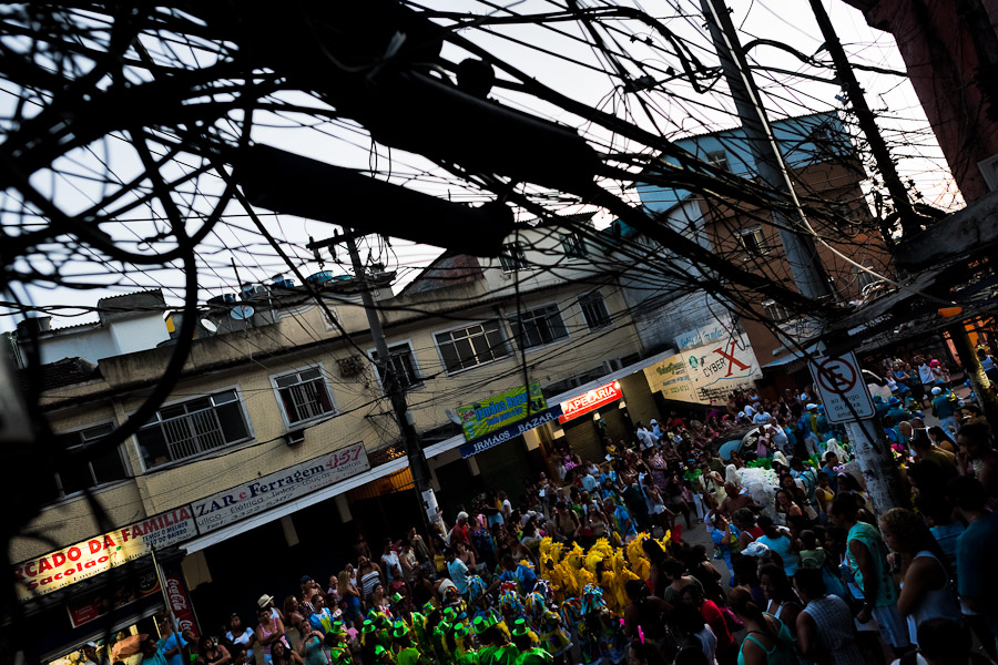 Brazilian children, wearing colorful costumes, take part in the Carnival parade in the favela of Rocinha, Rio de Janeiro, Brazil.