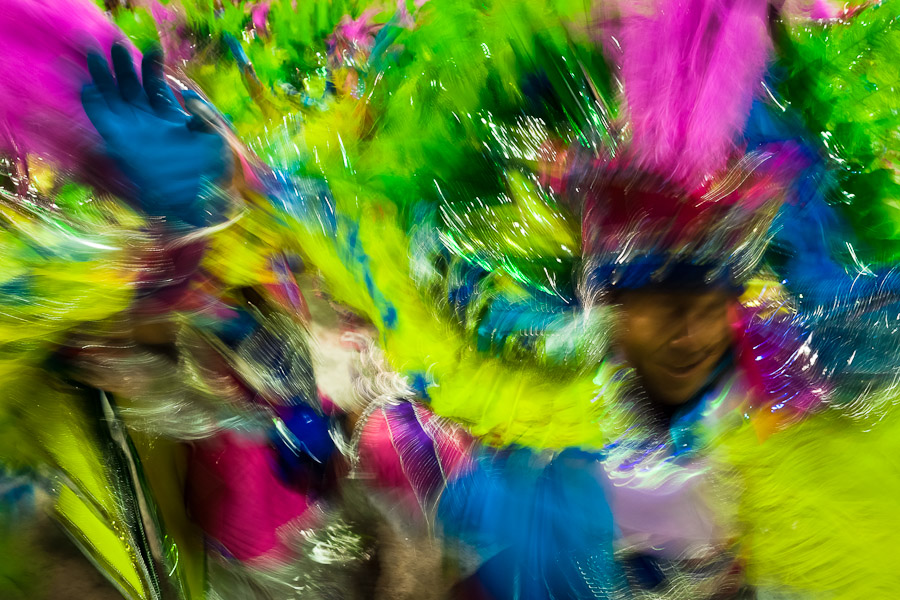 Dancers of Mocidade samba school perform during the Carnival parade at the Sambadrome in Rio de Janeiro, Brazil.