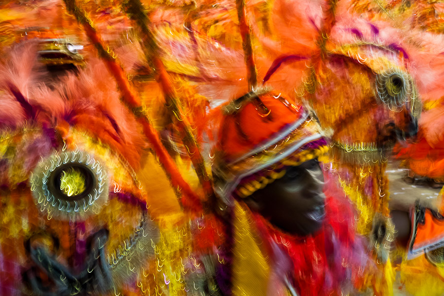 A dancer of Mocidade samba school performs during the Carnival parade at the Sambadrome in Rio de Janeiro, Brazil.