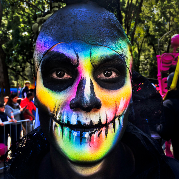 A young man, representing a Mexican cultural icon called La Catrina, takes a part in celebrations of the Day of the Dead (Día de Muertos) in Mexico City, Mexico.