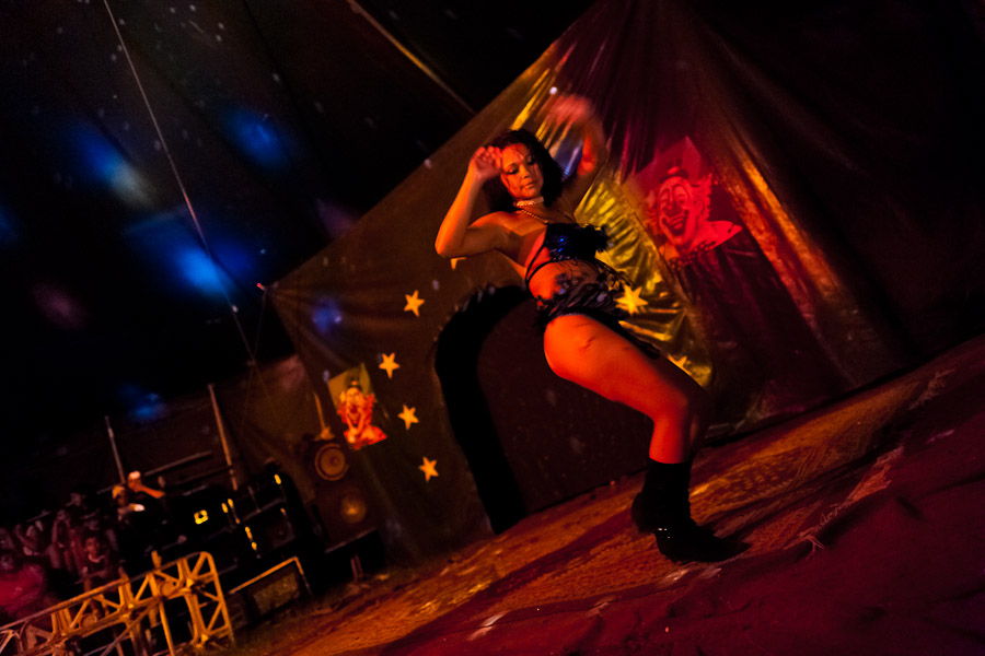 Bianca Rocio, a Salvadorean dancer, performs a dancing act at the Circo Brasilia, a family run circus travelling in Central America.