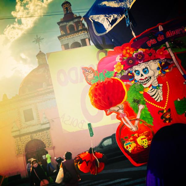 A female skeleton picture is seen hung on a street stand during the Day of the Dead (Día de Muertos) celebrations in Xochimilco, Mexico City, Mexico.