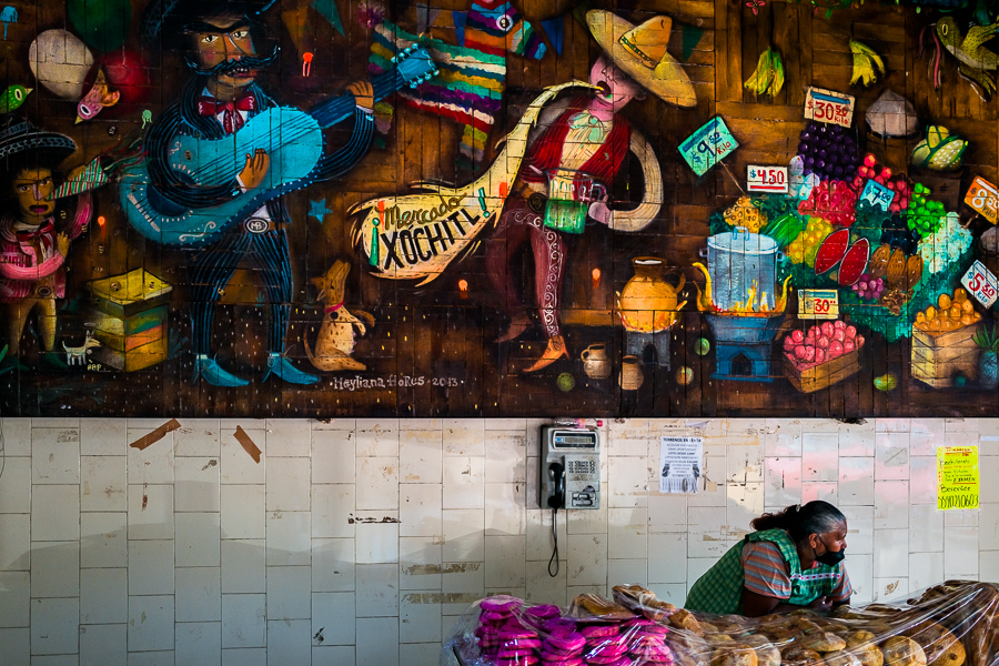 A Mexican woman sells Pan de Muerto during the Day of the Dead (Día de Muertos) celebrations in Xochimilco, Mexico City, Mexico.