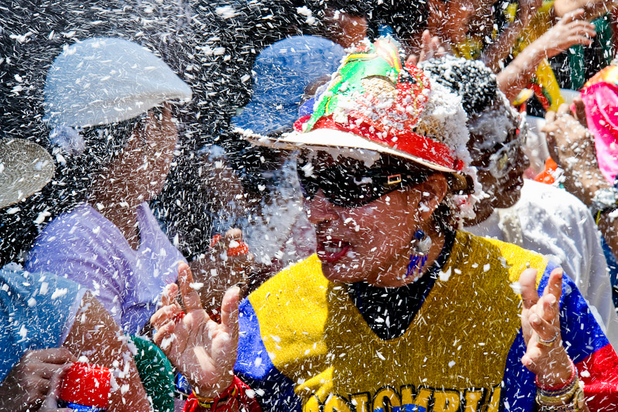 The foam battle during the Carnival in Barranquilla
