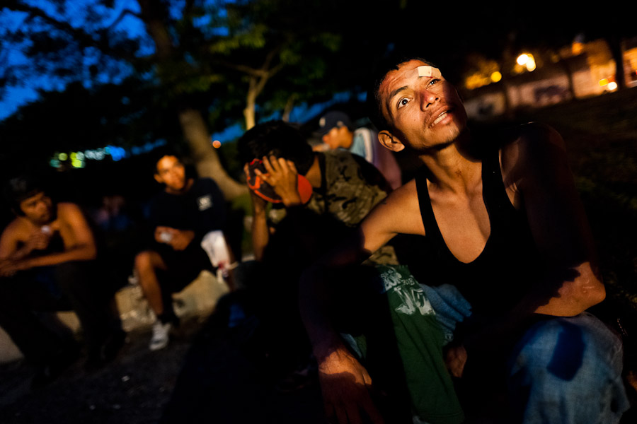 Young boys live on the street and sniff the shoe glue in San Salvador.