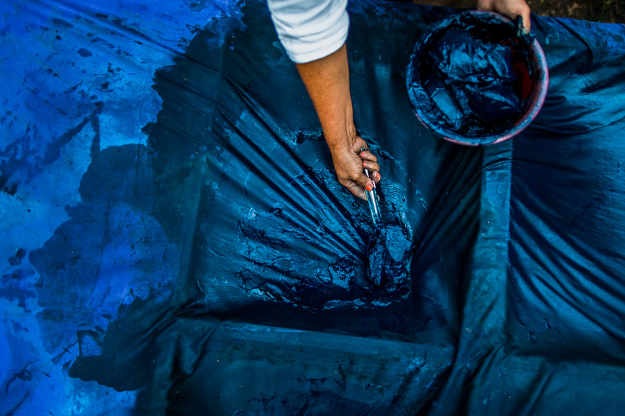 Natural indigo production at the plant near San Miguel, El Salvador.