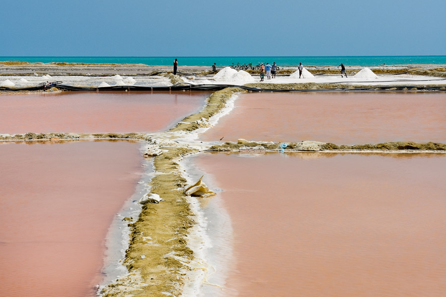 Colombian workers processing salt in the lagoon of Salinas de Manaure, Colombia, 12 May 2006.