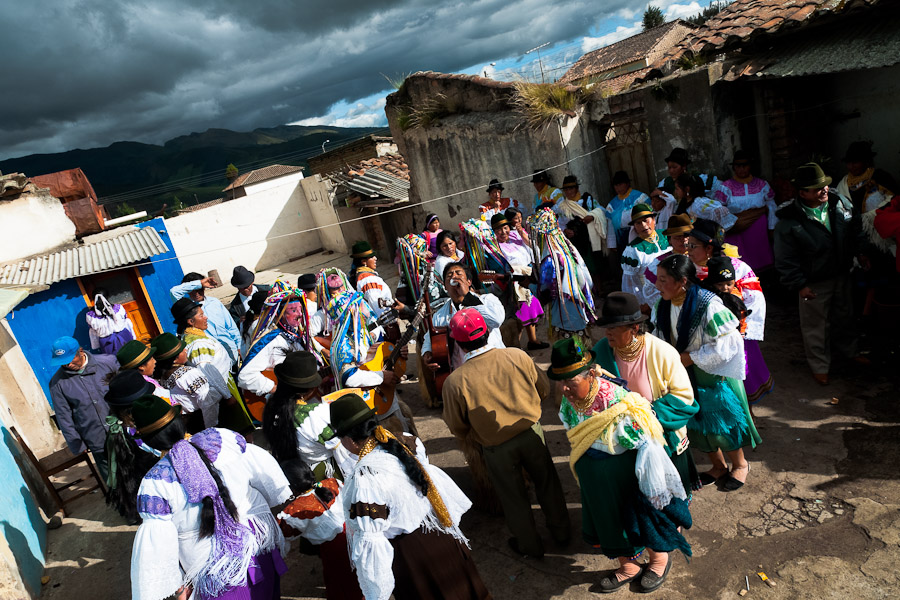 Indians dance in the circle during the Inti Raymi festival in Olmedo. According to the Andean cosmovision, a circle represents the unity within a community.