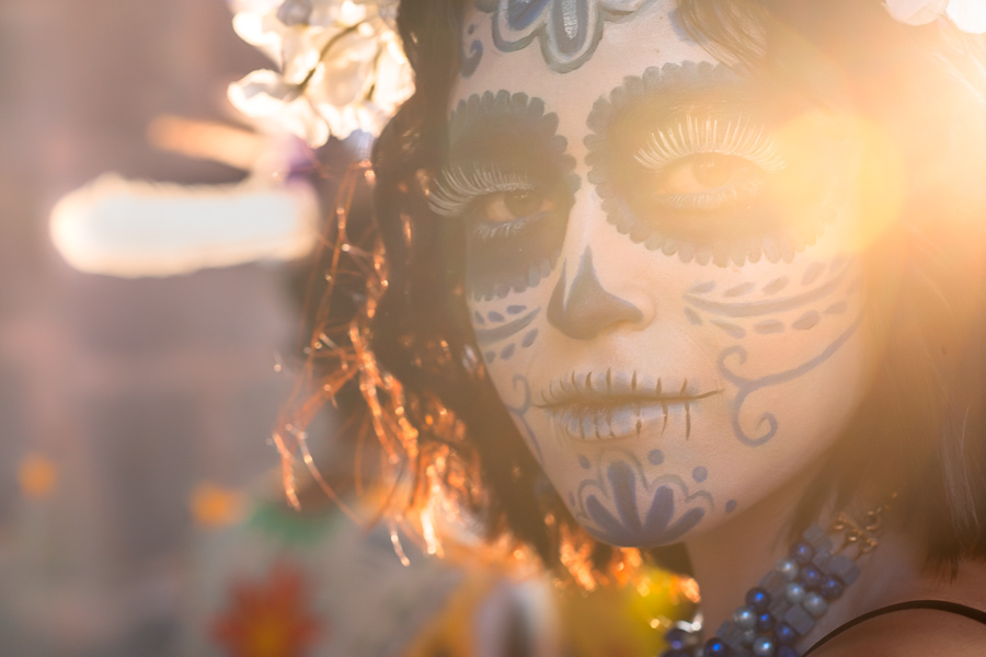 A young Mexican woman with the La Catrina face paint takes part in the Day of the Dead celebrations in Morelia, Michoacán, Mexico.