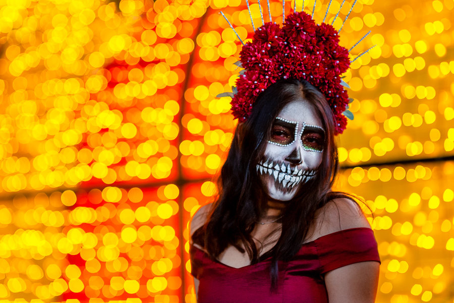 A young Mexican woman, dressed as La Catrina, a Mexican pop culture character representing the Death, takes part in the Day of the Dead celebrations in Morelia, Michoacán, Mexico.