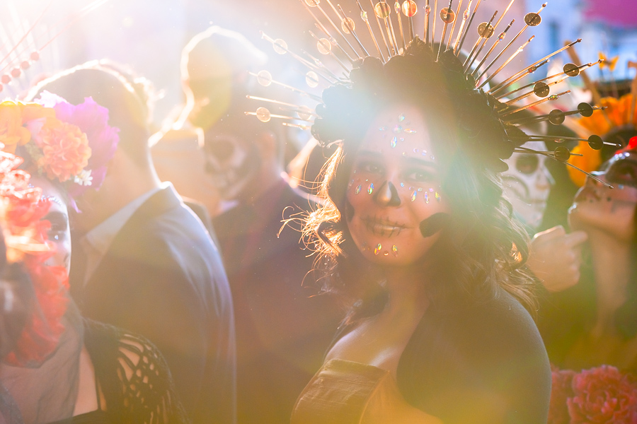 A young Mexican woman, dressed as La Catrina, a Mexican pop culture character representing the Death, takes part in the Day of the Dead celebrations in Morelia, Michoacán, Mexico.