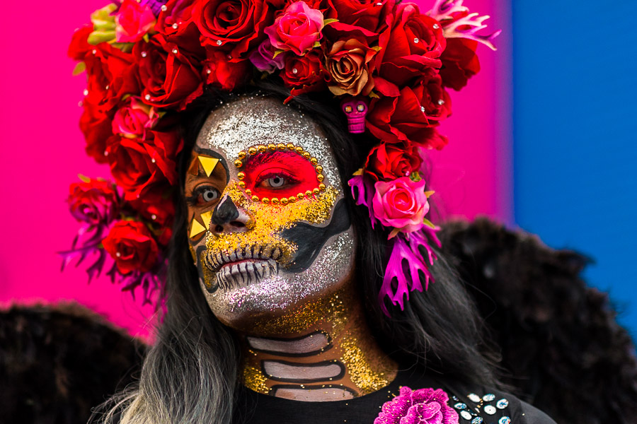 A young Mexican woman, dressed as La Catrina, takes part in the Day of the Dead festivities in Oaxaca, Mexico.