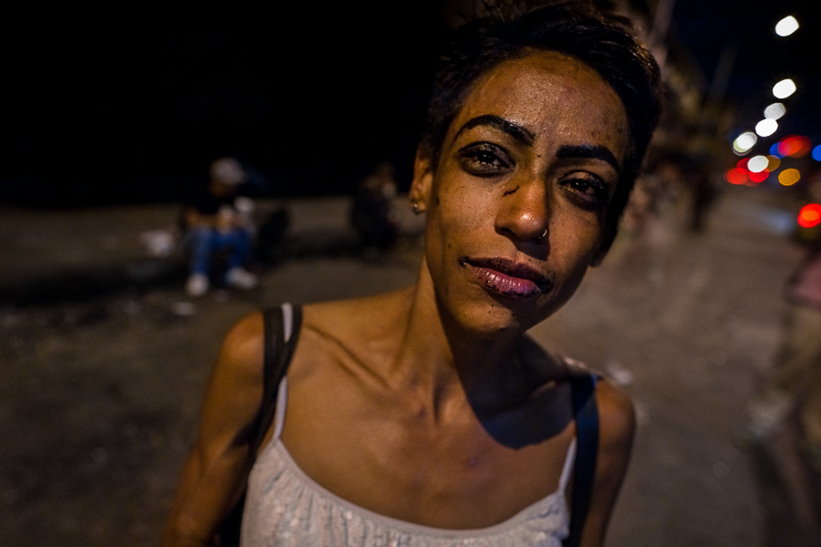 A Colombian drug consumer wanders the night streets of “Bronx”, a micro-drug trafficking area in the center of Medellín, Colombia.