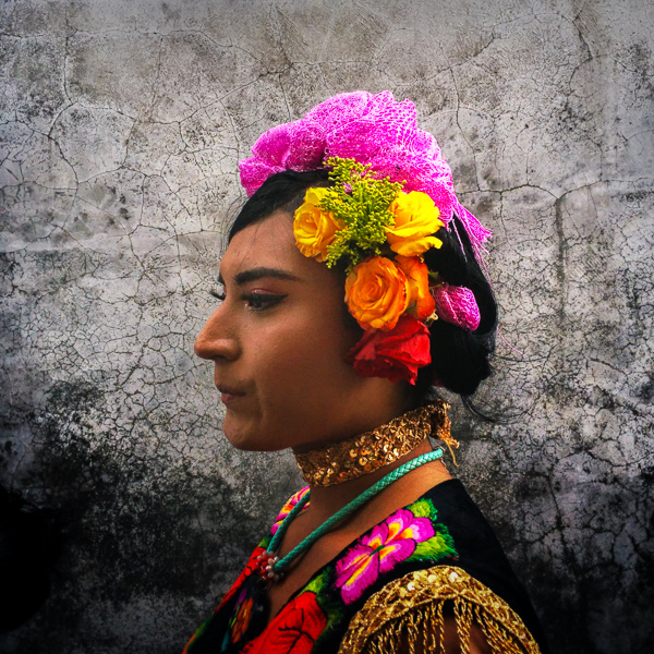 A Mexican “Muxe” (a homosexual man wearing female clothes) is seen during the traditional procession in Juchitán, Oaxaca, Mexico.