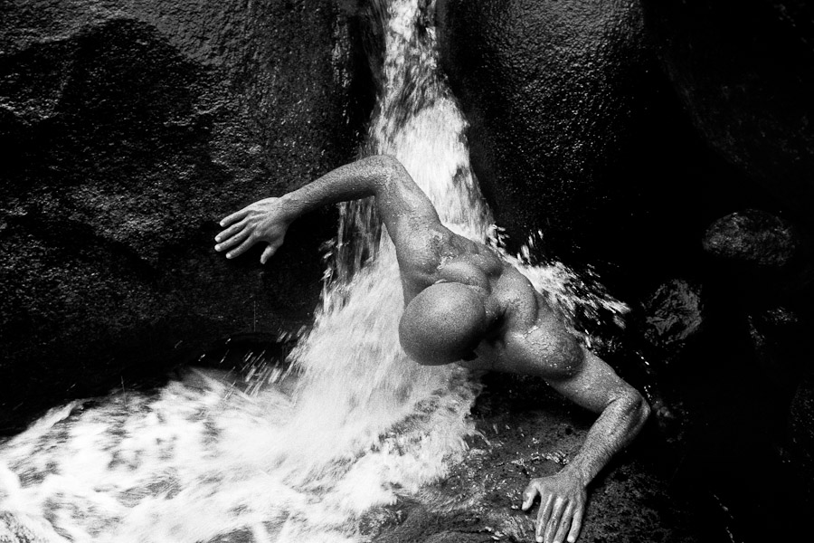 “A stone that swallows”, a nature phenomenon in the jungle close to Trindade, Brazil.