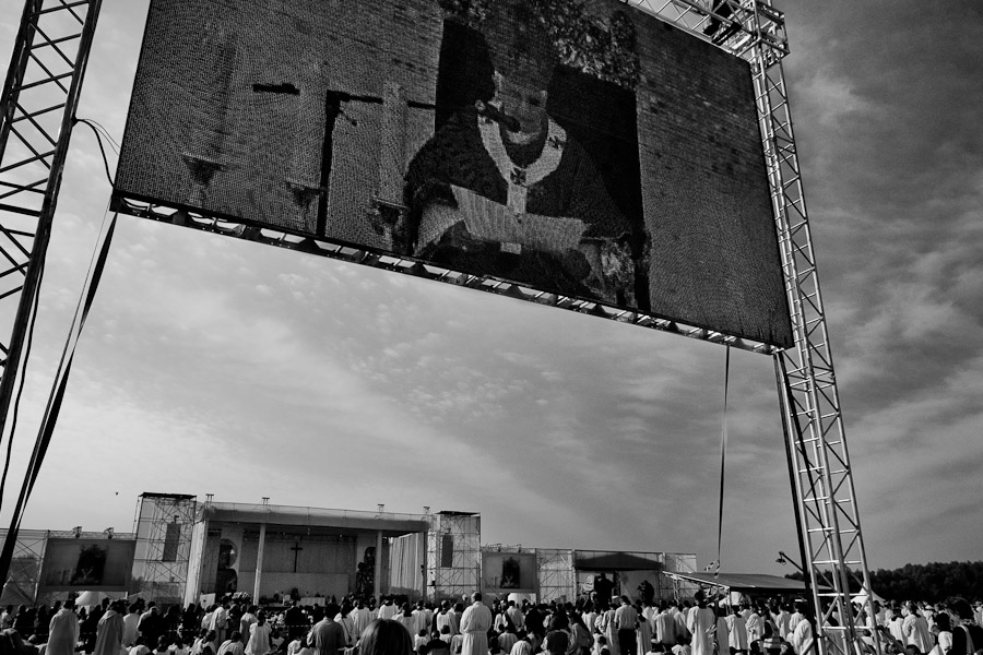 Pope Benedict XVI celebrates the open-air mass for about 50,000 mainly Czech believers.