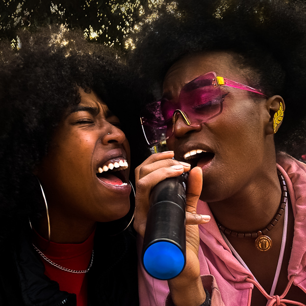 Queen’s Tafari, Afro-Colombian music artists, perform on the sunday afternoon in the street of Bogotá, Colombia.