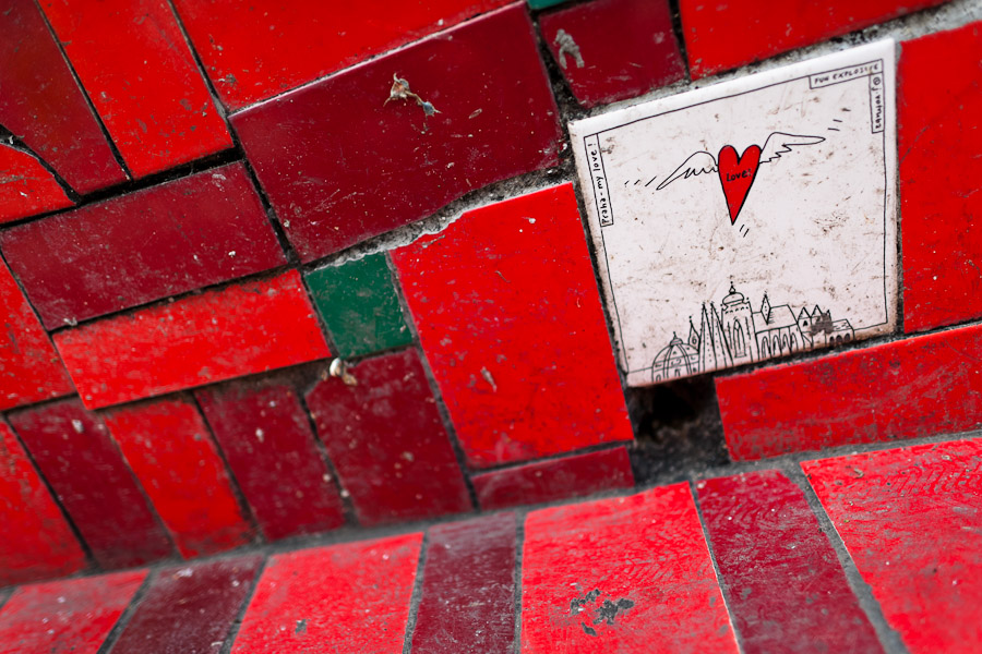 A tile from the Czech Republic (Prague) seen on Selaron's Stairs, a mosaic staircase made of colorful tiles.