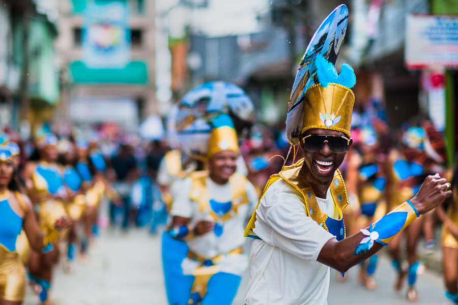 Afro-Colombian dancers of the Roma neighborhood perform during the San Pacho festival in Quibdó, Colombia.