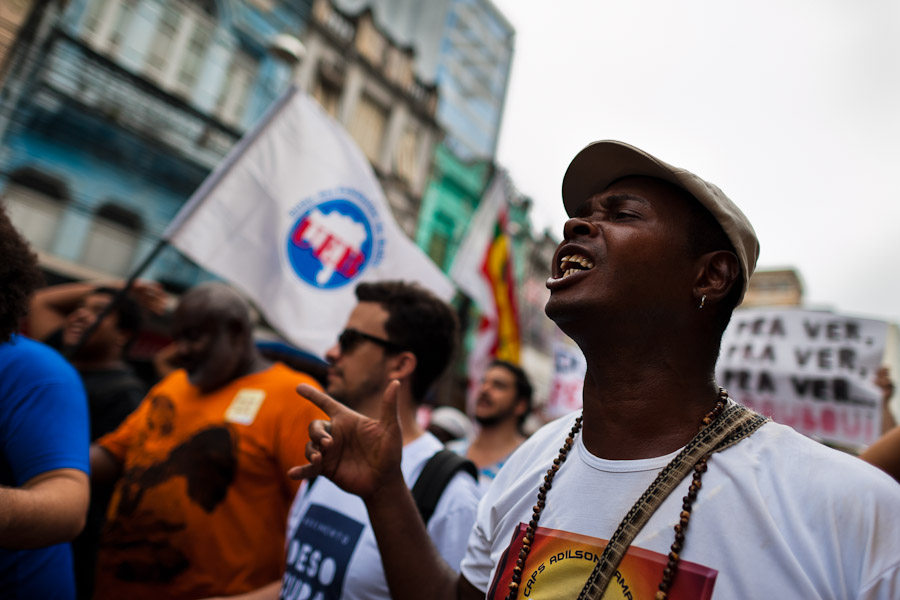 A protester screams during the anti-local government march in Salvador, Bahia, Brazil.