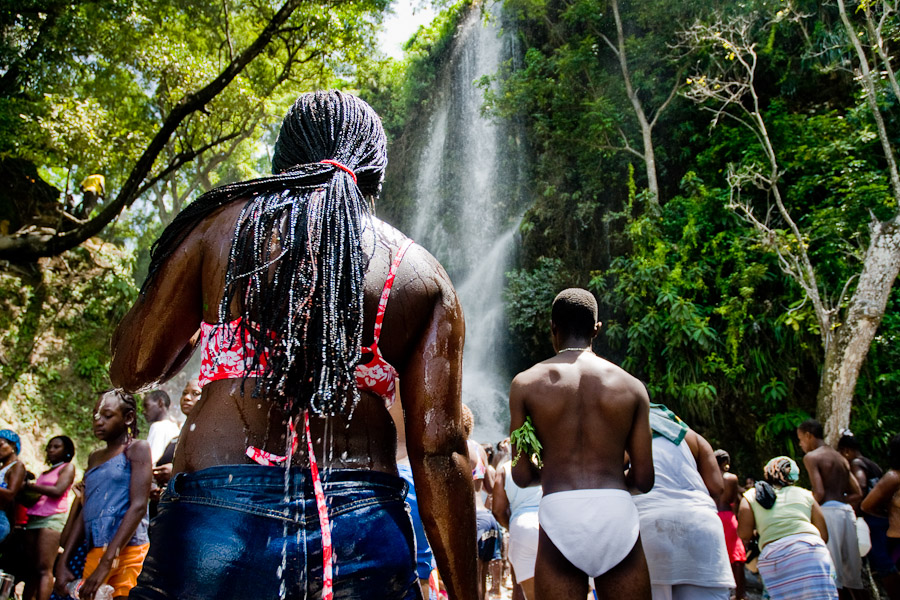 The Saut d'Eau waterfall, a main pilgrimage site in Haiti since 1847 when Virgin Mary has appeared on a palm tree here.