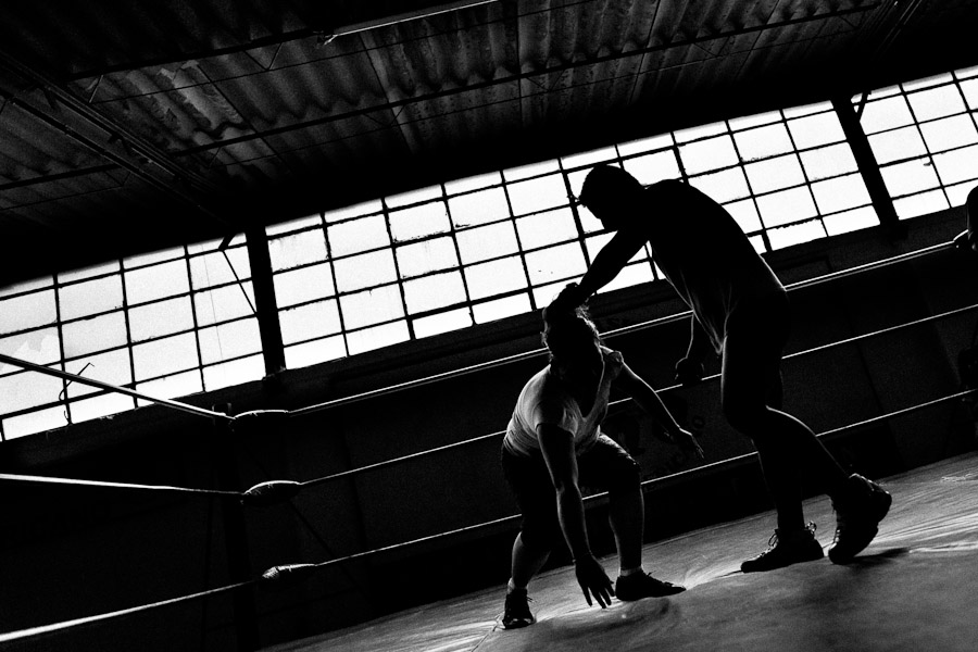 A Mexican female wrestler trains at a combat sports gym in Mexico City, Mexico.